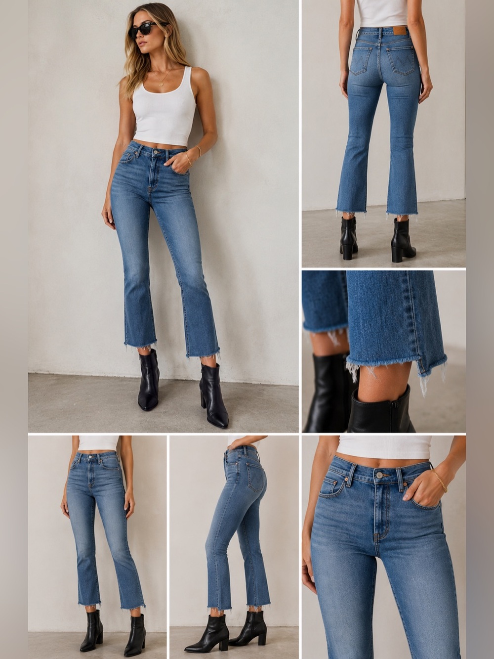 MOTHER The Insider Crop Step Fray Flare Jeans “Walking On Coals” Size 25
